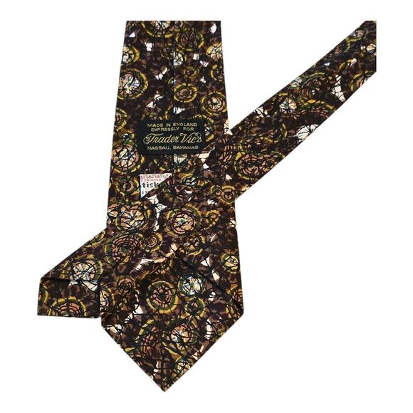 VTG Trader Vic's Nassau Bahamas Batik Print Necktie Hand Printed Cotton England - Picture 6 of 7